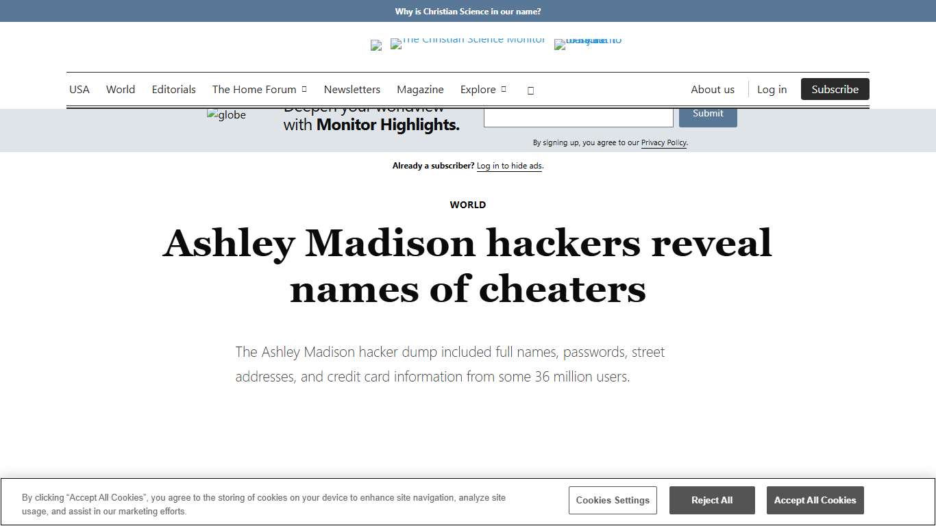 Ashley Madison hackers reveal names of cheaters - CSMonitor.com